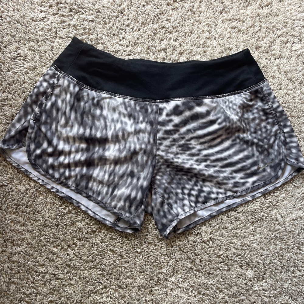 Nike Dri-FIT Black and Gray/Animal Print  Athletic Running Shorts